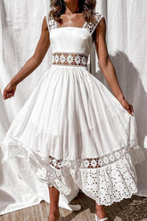 Ärmelloses Maxikleid mit Spitzen-Patchwork